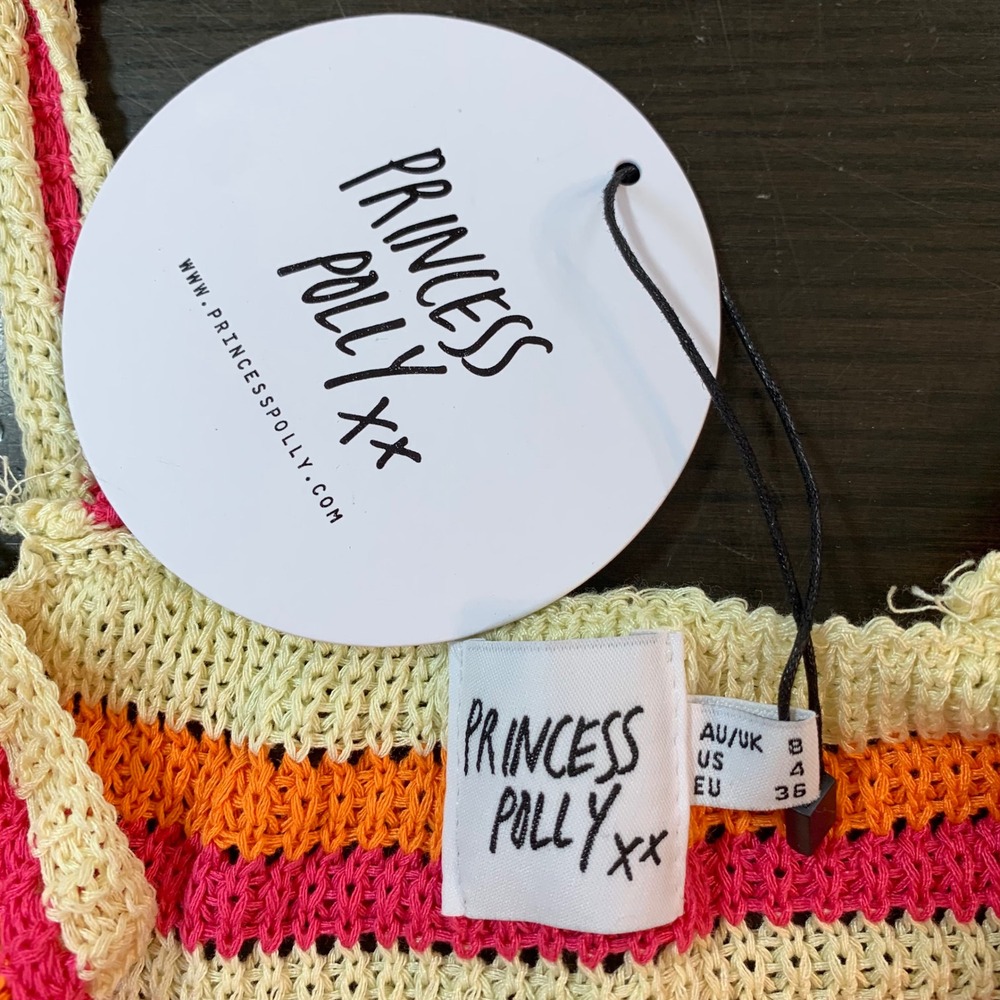 Princess Polly Pareem‎ Mini Dress US 4 Crochet Stripe Sexy Cottagecore Knitwear - Picture 3 of 14